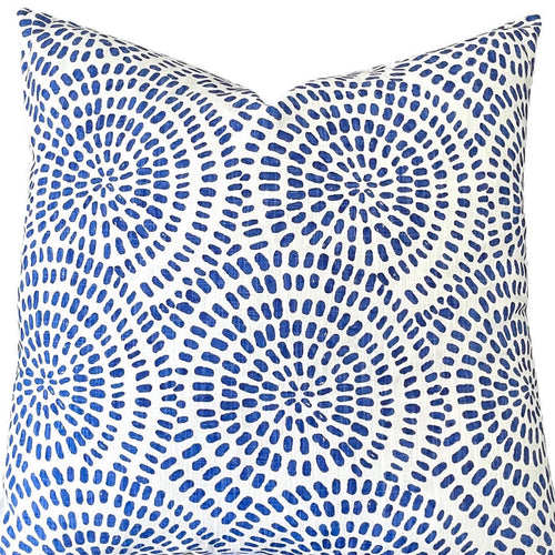 Blue & White Zen Circles Pillow Cover: Available in 10 Sizes - Annabel Bleu