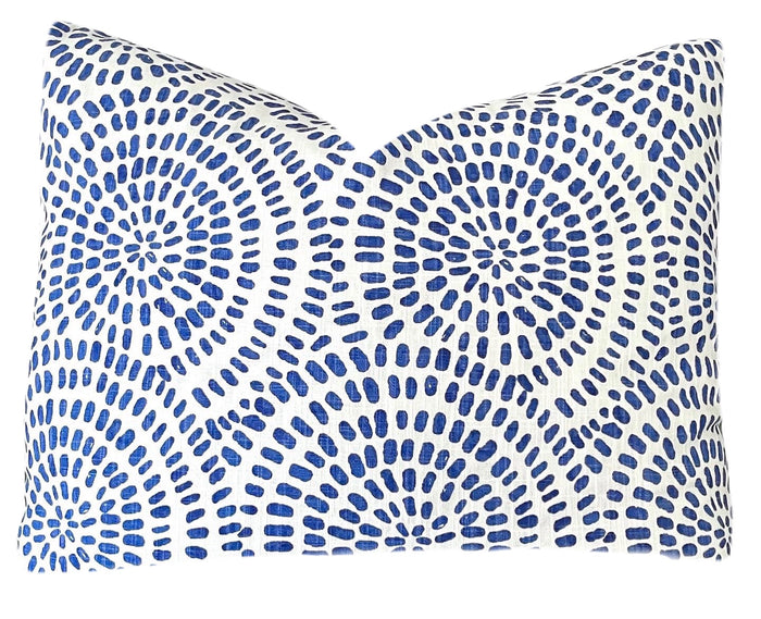 Blue & White Zen Circles Pillow Cover: Available in 10 Sizes - Annabel Bleu