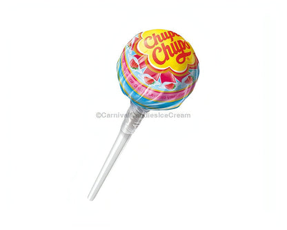 Chupa Chups Cremosa lollipop with colorful wrapper, featuring Strawberry and Mango flavors, bulk Mexican candy.