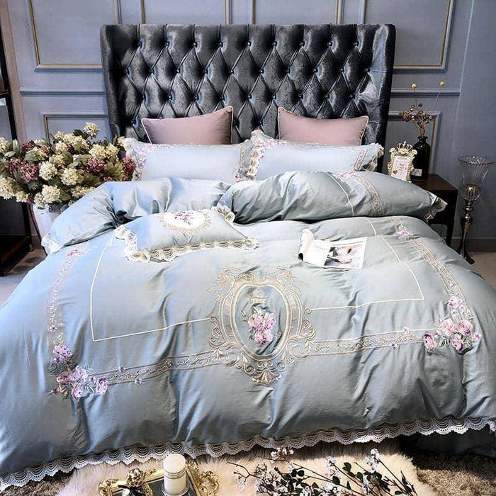 Classical Embroidery Egyptian Cotton King Queen Size Bedding Set - Timeless & Luxurious