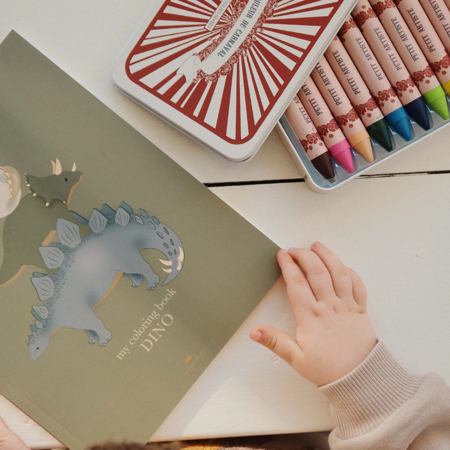 Coloring Book and Crayons Dino