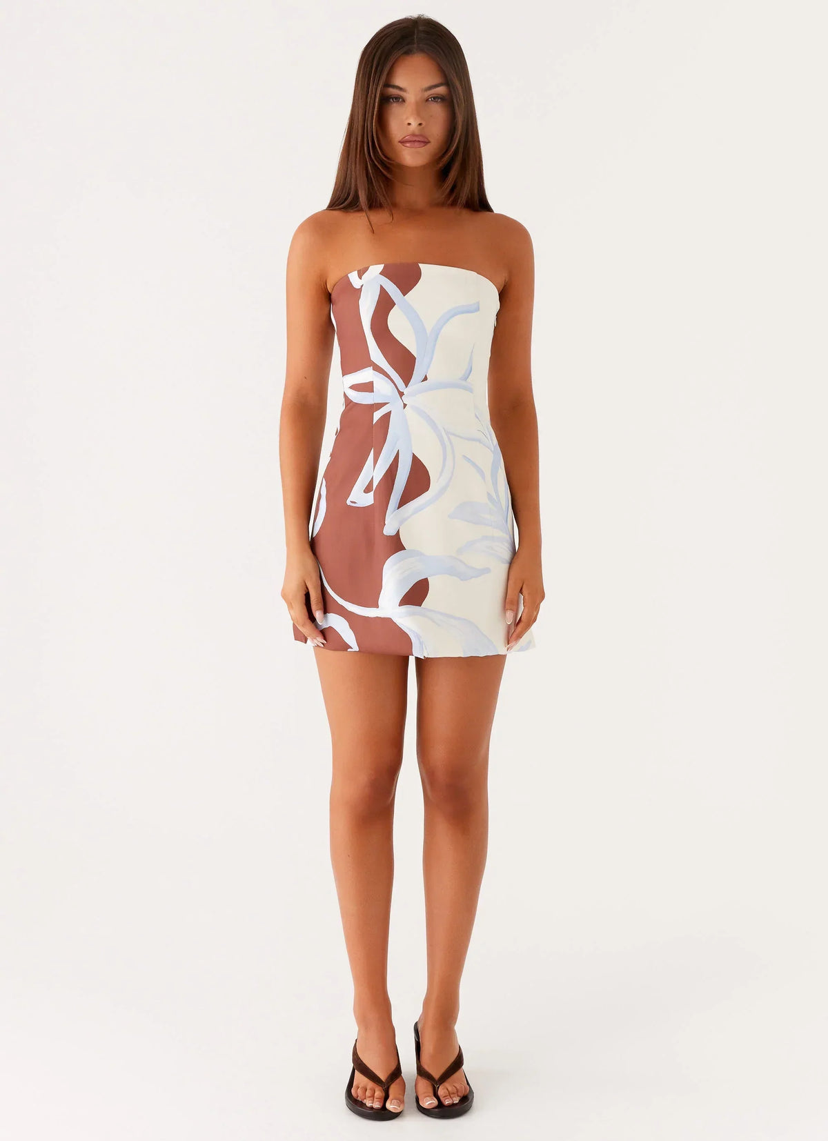 Denby Strapless Mini Dress - Bloom Wave Print