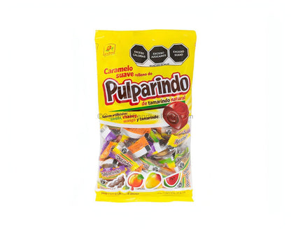 De La Rosa Pulparindo Suave Mix bag containing 100 pieces of tamarind-filled Mexican candy in various flavors.