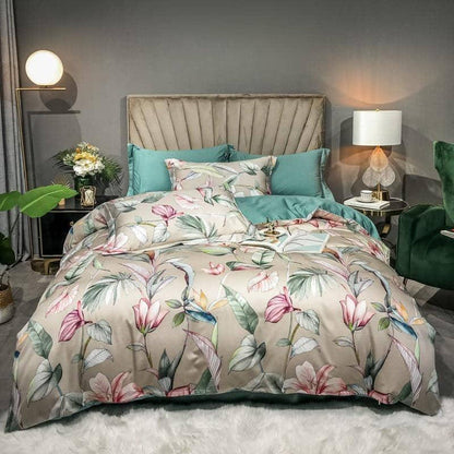 Egyptian Cotton Flower Tree Print Duvet Cover Set - Vibrant and Whimsical Bedding