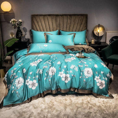 Elegant Garden Floral Bedding Set: Luxurious Tencel Material for Comfort