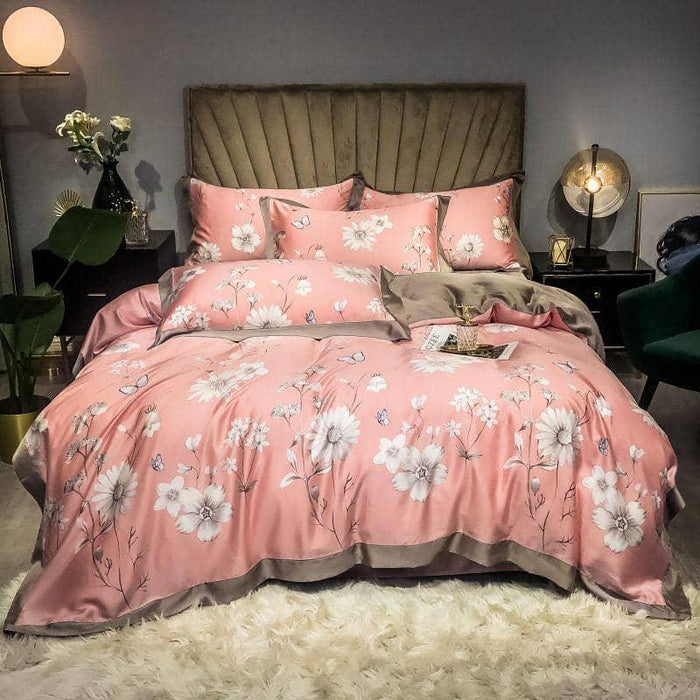 Elegant Garden Floral Bedding Set: Luxurious Tencel Material for Comfort