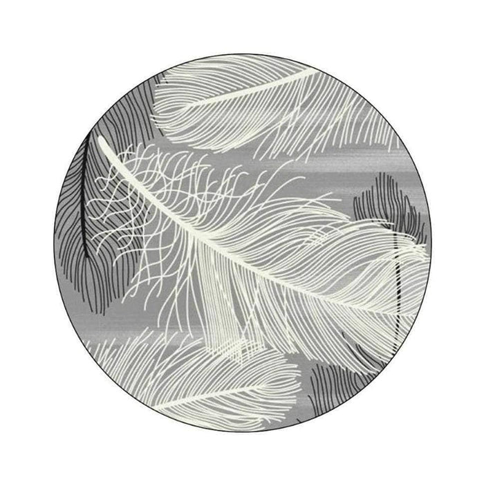 European Feather Pattern Round Area Rug - Soft and Elegant Living Room Decor