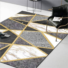 European Marble Gold Rectangle Area Rug - Chic and Modern Living Room Decor