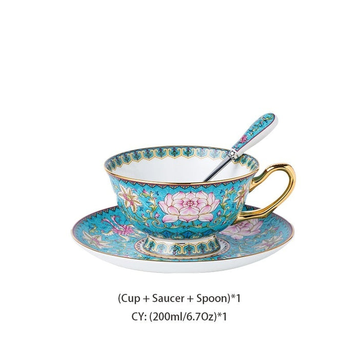Experience Luxury - Snow Lotus Porcelain Coffee Cup and Saucer Set