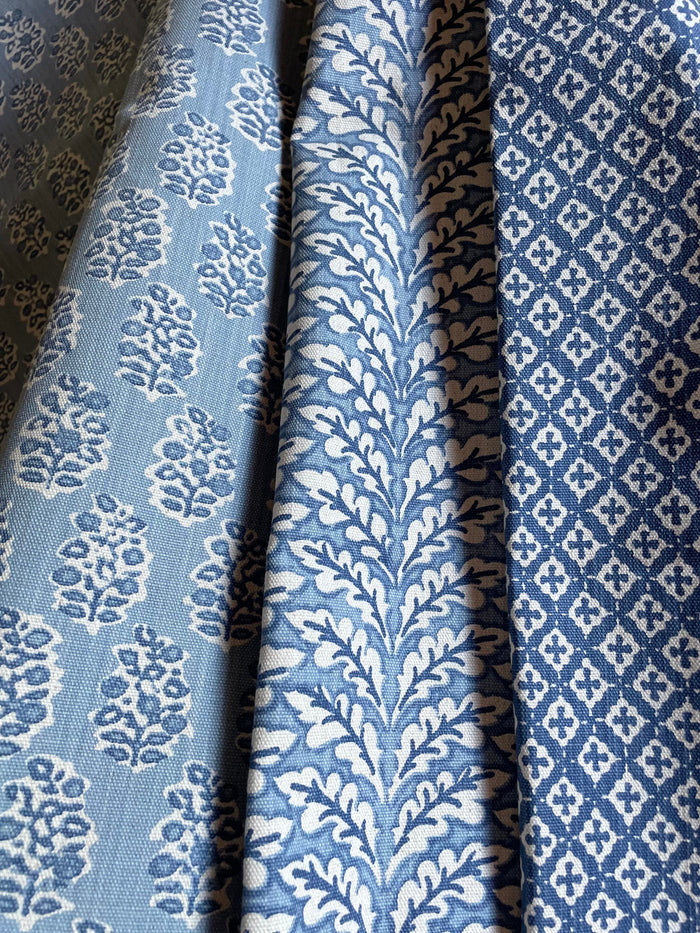 Florentia: Azure Bleu Mix and Match Decorative Pillow Covers / Light Blue Pillow Cover / Block Printed Pillow available in 10 sizes - Annabel Bleu
