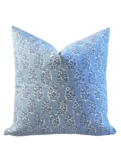 Florentia: Azure Bleu Mix and Match Decorative Pillow Covers / Light Blue Pillow Cover / Block Printed Pillow available in 10 sizes - Annabel Bleu