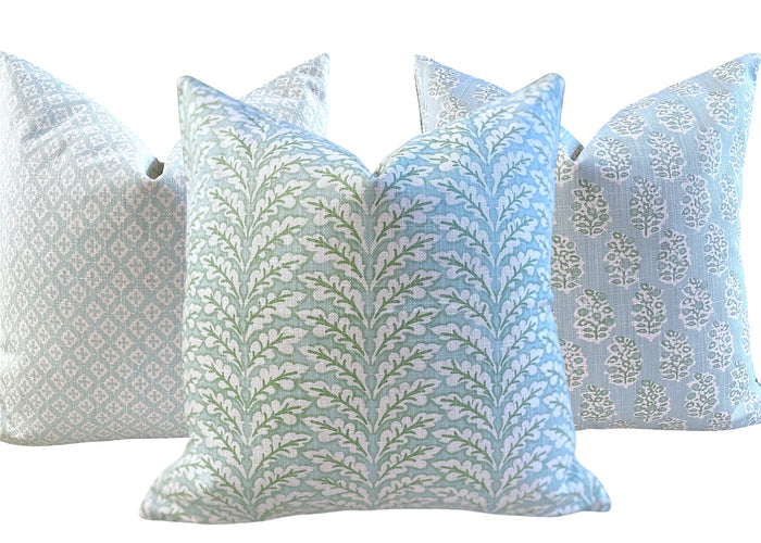 Florentia: Haint Blue Mix and Match Decorative Pillow Covers / Light Blue Green Pillow Cover - Annabel Bleu