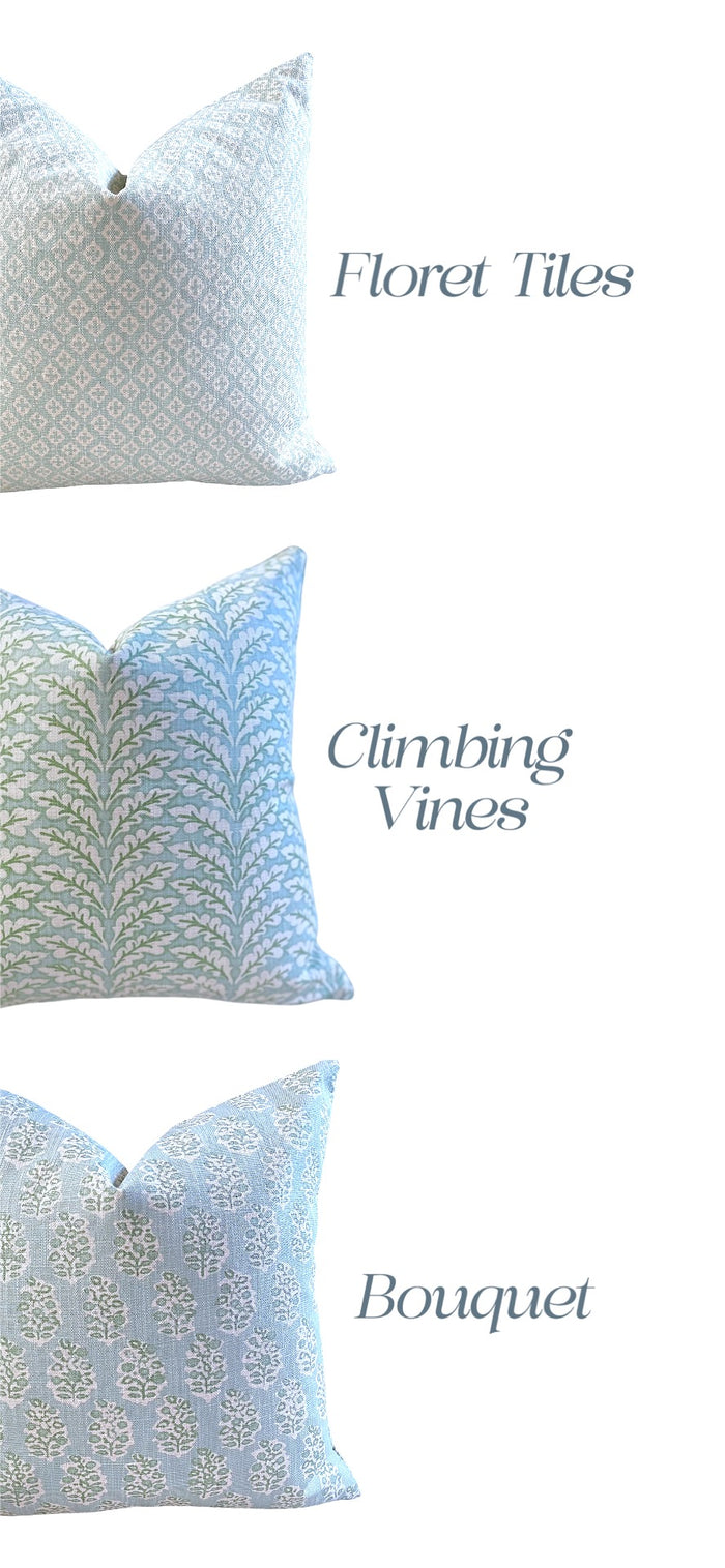 Florentia: Haint Blue Mix and Match Decorative Pillow Covers / Light Blue Green Pillow Cover - Annabel Bleu