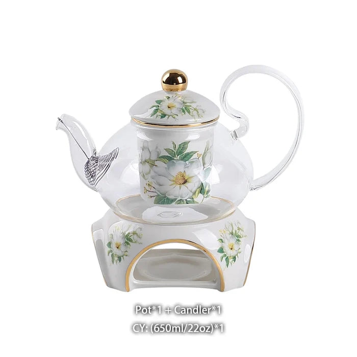 Garden of Camellias: Floral Pattern Ceramic Tea Cup Set