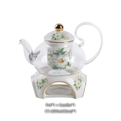 Garden of Camellias: Floral Pattern Ceramic Tea Cup Set