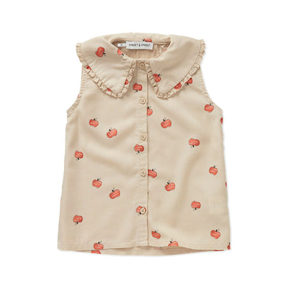 Girls Blouse Apple Print Sesame
