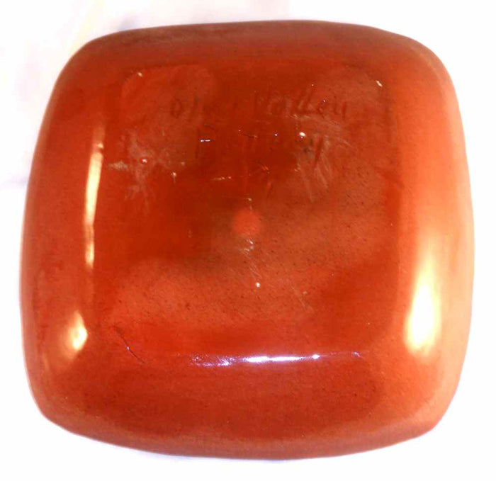 Glazed Oley Valley Pottery Pa Redware Moravian Style Square Plate House & People