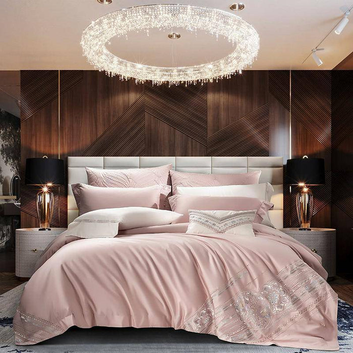 Golden Embroidery Egyptian Cotton Bedding Set - Vintage & Luxurious Style