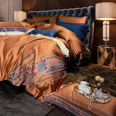 Golden Embroidery Egyptian Cotton Bedding Set - Vintage & Luxurious Style