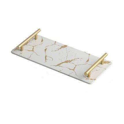 Golden Marble Glazed Tray: Stylish and Versatile Decor