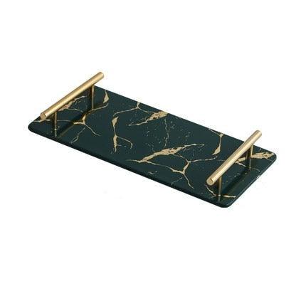 Golden Marble Glazed Tray: Stylish and Versatile Decor