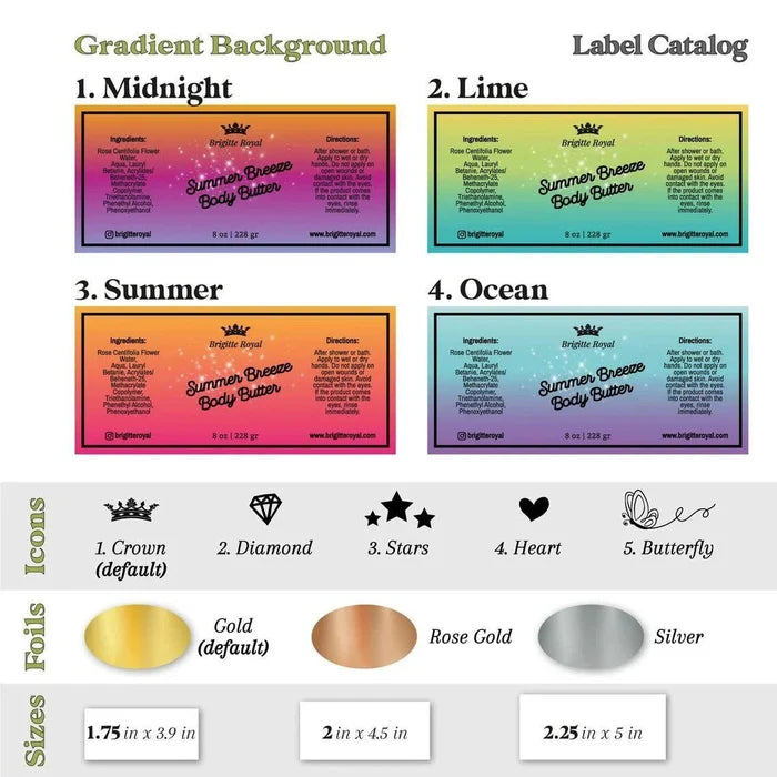 Gradient Gold Foiled Custom Labels - XOXOKristen