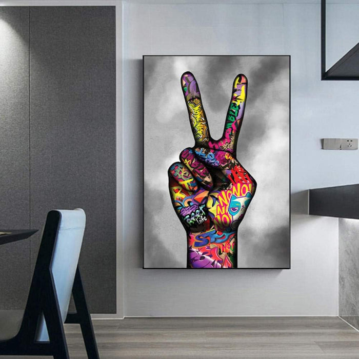 Graffiti Celebration - Colorful Victory Hand