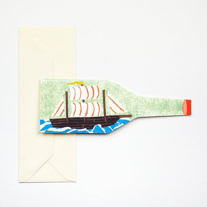 Hadley - Ship in a Bottle nautical card