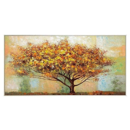 Hand-Painted Autumn Tree Canvas Art: Vibrant and Artistic Wall Poster