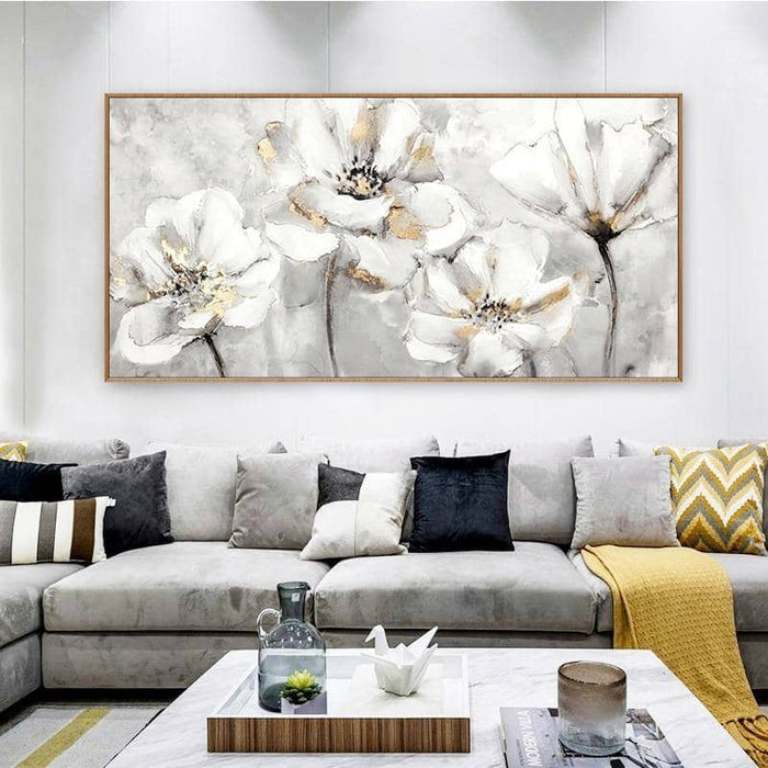 Hand-Painted Spring Flowers Canvas Art: Artistic Wall Poster