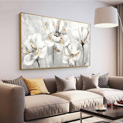 Hand-Painted Spring Flowers Canvas Art: Artistic Wall Poster