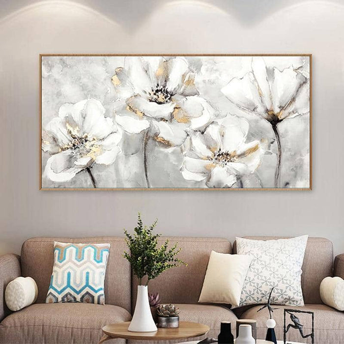 Hand-Painted Spring Flowers Canvas Art: Artistic Wall Poster