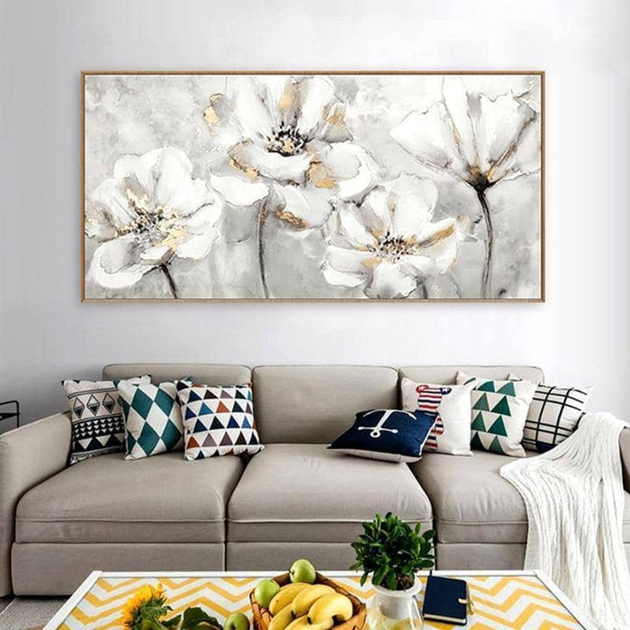 Hand-Painted Spring Flowers Canvas Art: Artistic Wall Poster