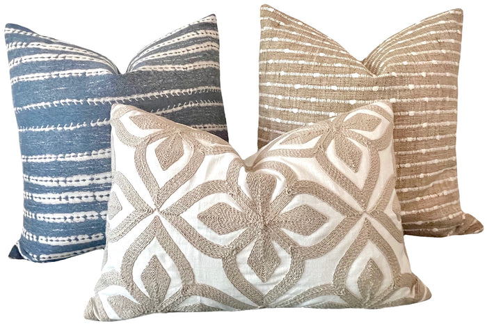 Golden Wheat: Textural Striped Decorative Pillow Cover - Annabel Bleu