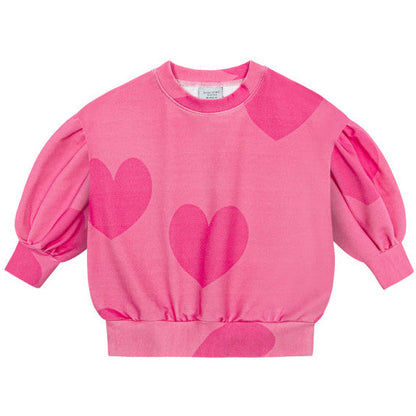 Hearts Puff Sweatshirt Pink
