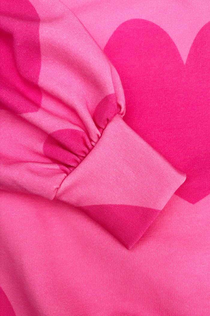 Hearts Puff Sweatshirt Pink
