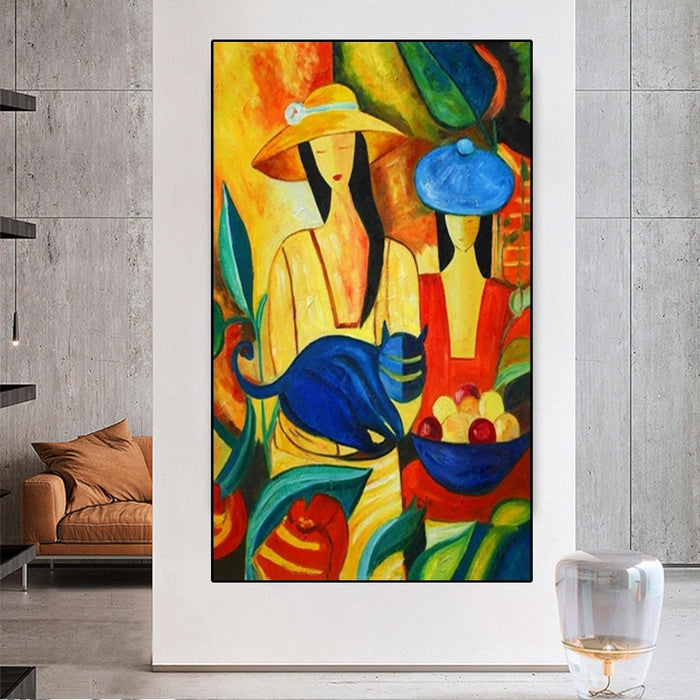 Impressionistic Serenity: Picasso's Woman and Cat