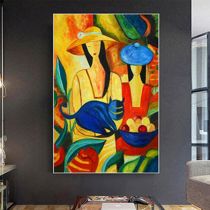 Impressionistic Serenity: Picasso's Woman and Cat