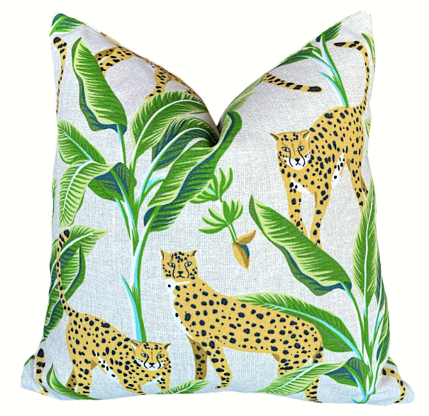 Indoor/Outdoor Cheetah Pillow Cover in Black or Cream - Annabel Bleu
