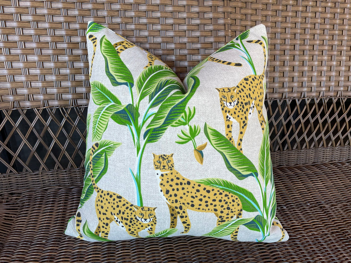 Indoor Outdoor Leopard Pillow Cover in Black or Cream - Annabel Bleu