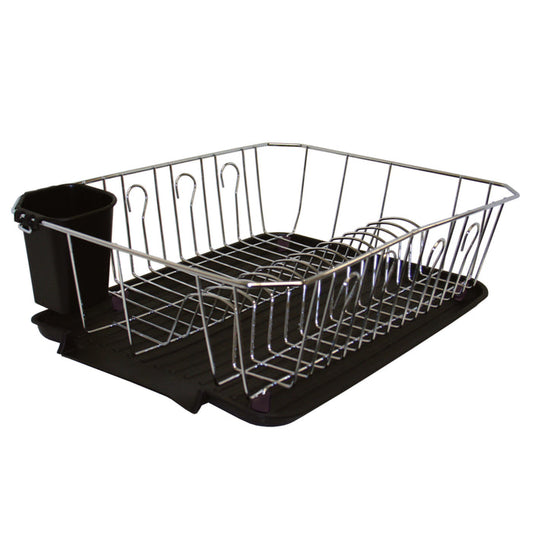 Kitchen Details Chrome 3 Piece Set Dish Rack in Black