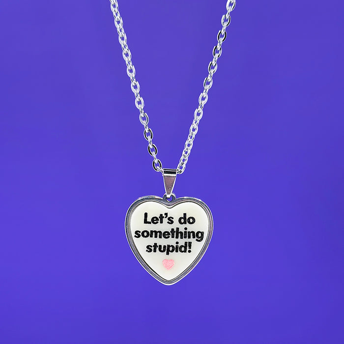 Let's Do Something Stupid - Ivory - Acrylic and Metal Necklace
