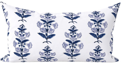 12x18 Lumbar / Light Blue with Indigo Leaves