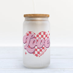 Love Valentine's Day Frosted Glass Can Tumbler