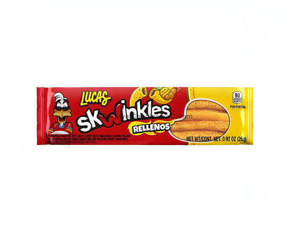 Lucas Skwinkles Rellenos pineapple flavored Mexican candy straws, pack of 12, spicy tamarind filling.