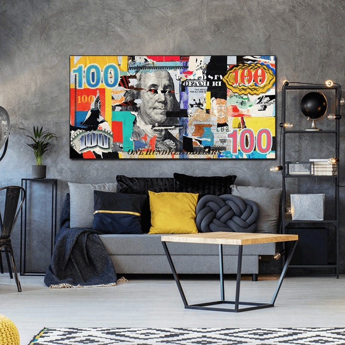 Money Hundred Dollars Canvas Print: A Bold Statement for Your Walls