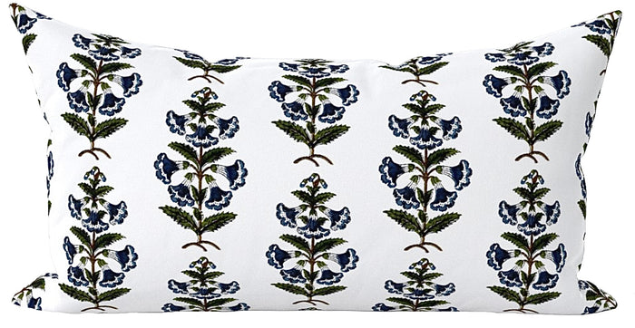 Spruce Berry Petunia Block Printed Canvas Pillow Cover: Available in 10 Sizes - Annabel Bleu