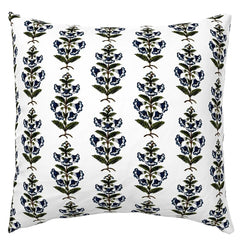 Spruce Berry Petunia Block Printed Canvas Pillow Cover: Available in 10 Sizes - Annabel Bleu