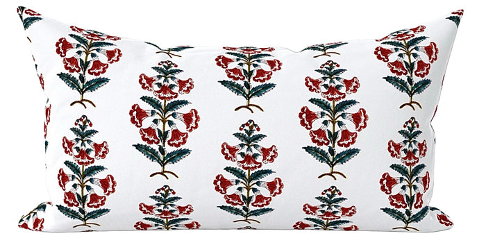 Spruce Berry Petunia Block Printed Canvas Pillow Cover: Available in 10 Sizes - Annabel Bleu