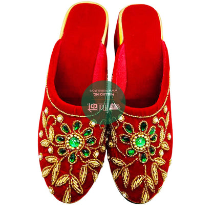 Nepali Bridal Shoes (Green Flower Heels)